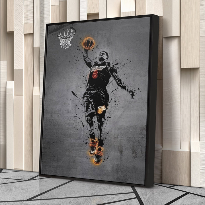 Lebron James Neon Canvas Art | Modern Wall Decor for Heat Fans - CanvasNeon