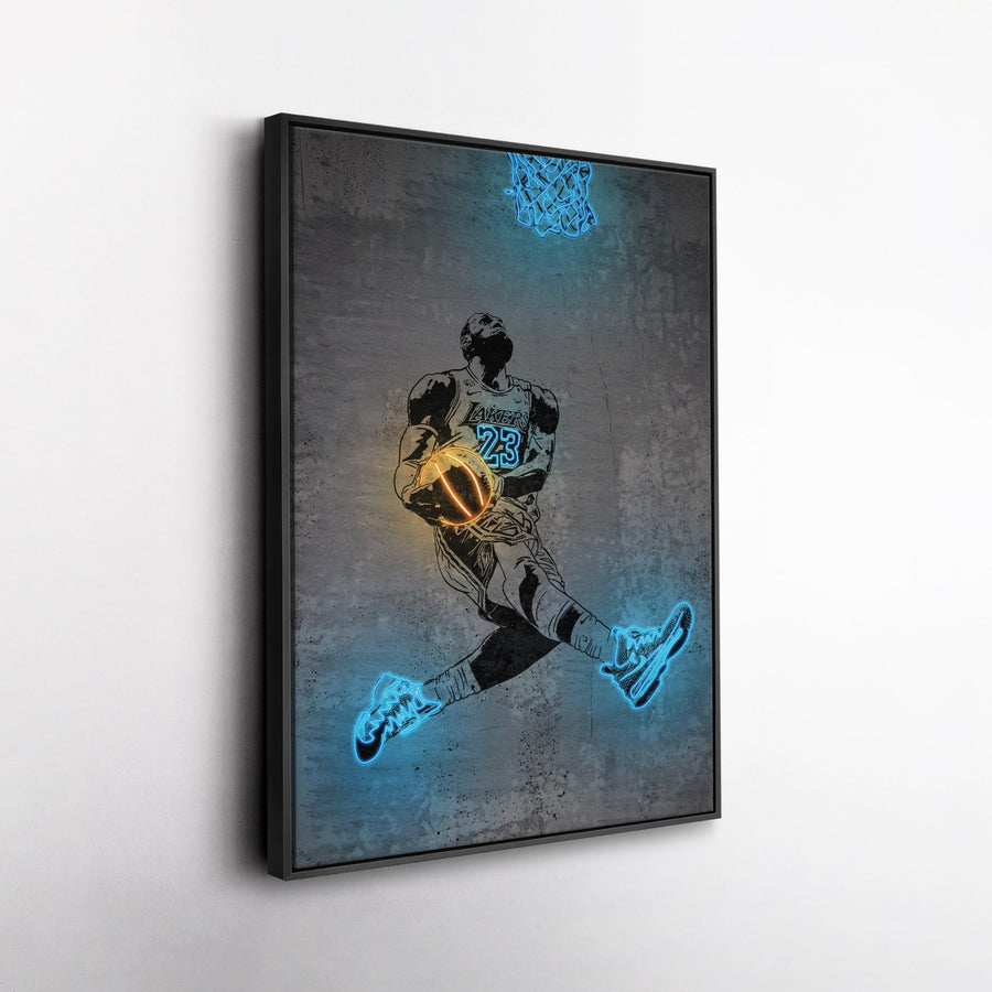Lebron James Neon Canvas Art | Modern Wall Decor for Lakers Fans - CanvasNeon