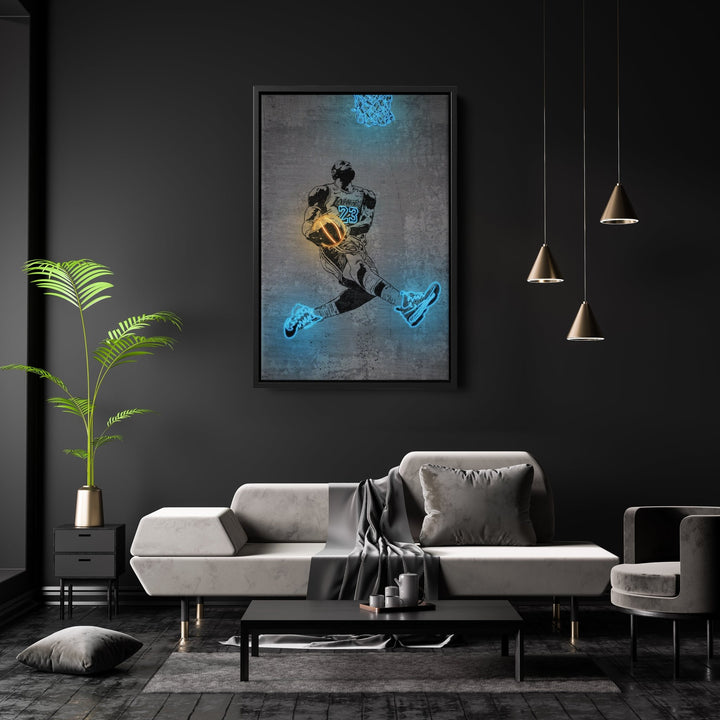 Lebron James Neon Canvas Art | Modern Wall Decor for Lakers Fans - CanvasNeon