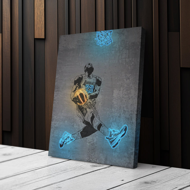 Lebron James Neon Canvas Art | Modern Wall Decor for Lakers Fans - CanvasNeon