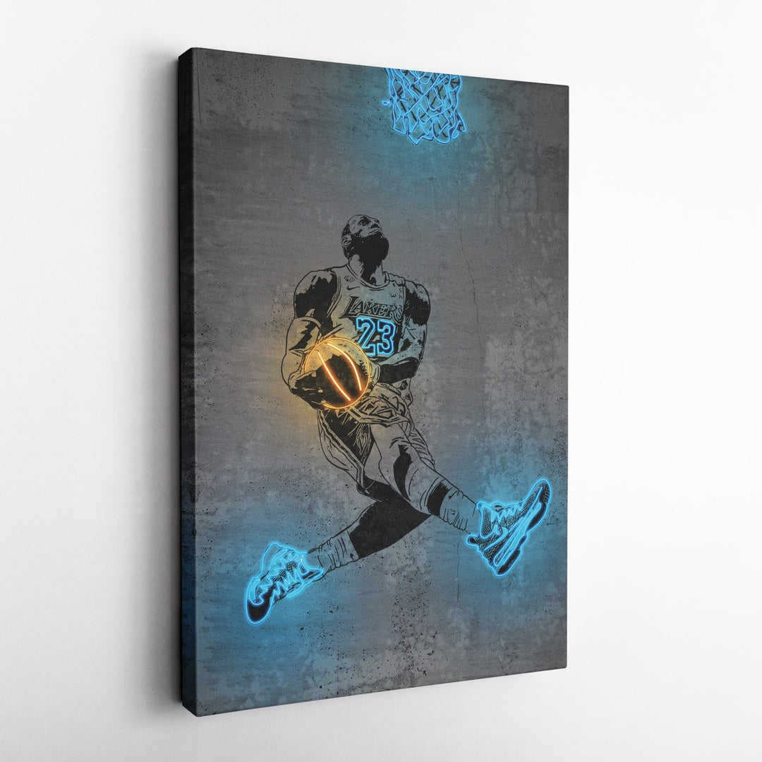 Lebron James Neon Canvas Art | Modern Wall Decor for Lakers Fans - CanvasNeon