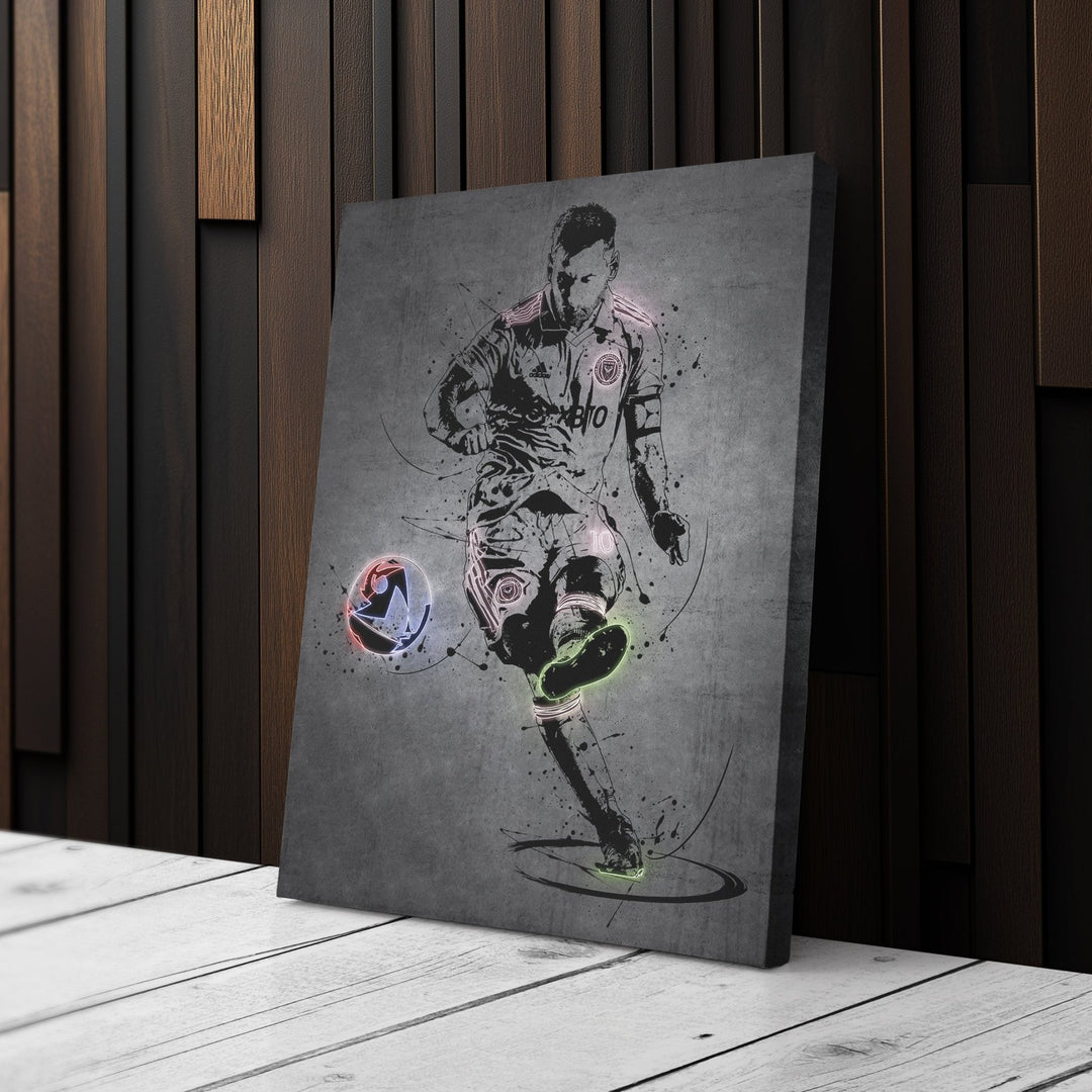 Lionel Messi Neon Canvas Art | Modern Wall Decor for Miami Fans - CanvasNeon
