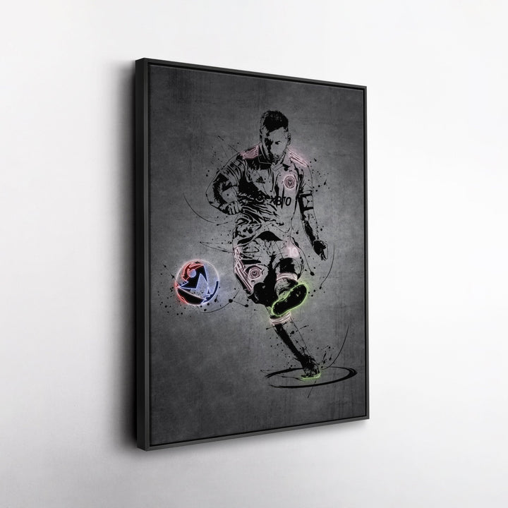Lionel Messi Neon Canvas Art | Modern Wall Decor for Miami Fans - CanvasNeon