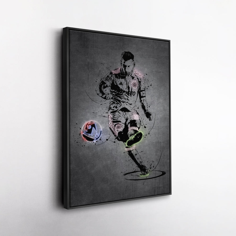 Lionel Messi Neon Canvas Art | Modern Wall Decor for Miami Fans - CanvasNeon