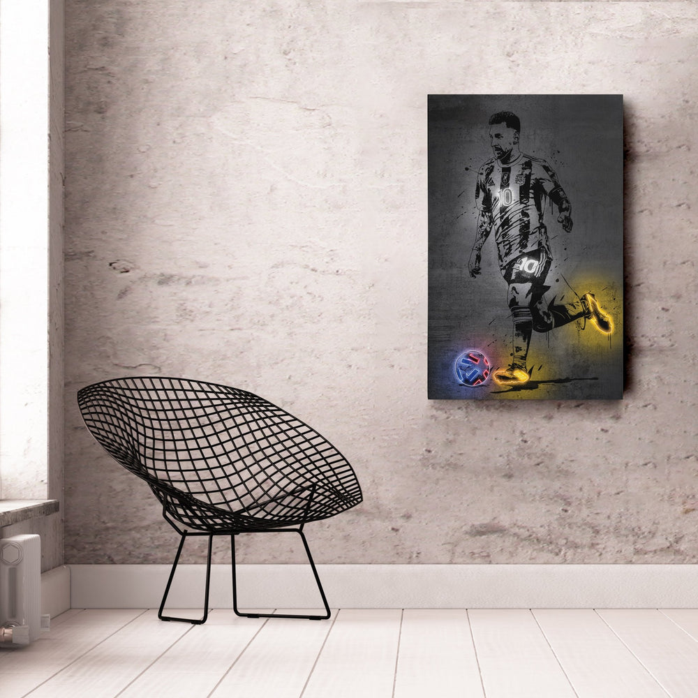 Lionel Messi Neon Canvas Art | Modern Wall Decor for Soccer Fans - CanvasNeon