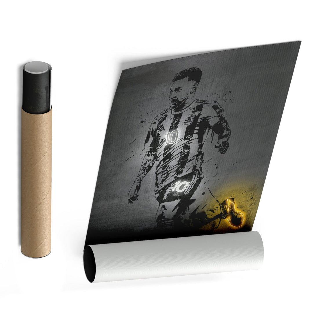 Lionel Messi Neon Canvas Art | Modern Wall Decor for Soccer Fans - CanvasNeon