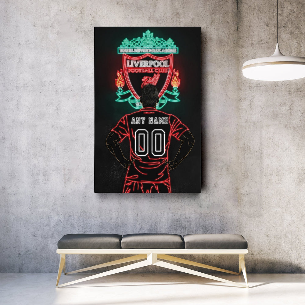 Liverpool Personalized Jersey Canvas | Neon Wall Art - CanvasNeon