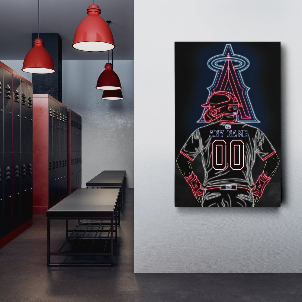 Los Angeles Angels Personalized Jersey Canvas | Neon Wall Art - CanvasNeon