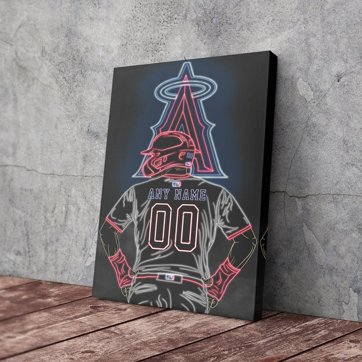 Los Angeles Angels Personalized Jersey Canvas | Neon Wall Art - CanvasNeon