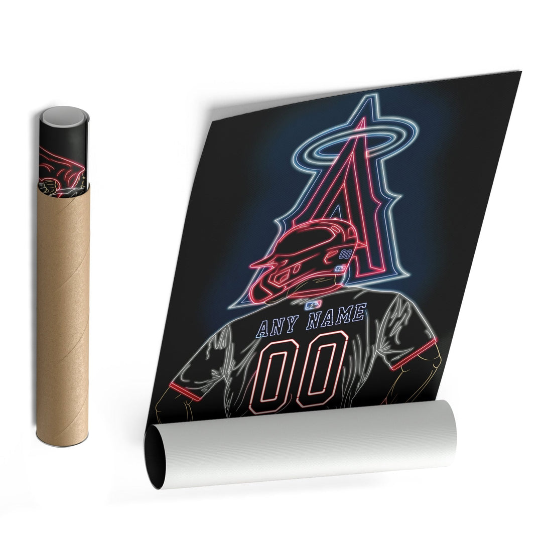 Los Angeles Angels Personalized Jersey Canvas | Neon Wall Art - CanvasNeon
