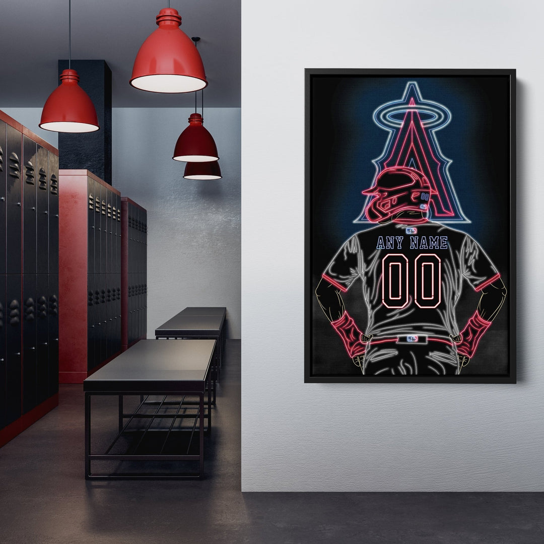 Los Angeles Angels Personalized Jersey Canvas | Neon Wall Art - CanvasNeon