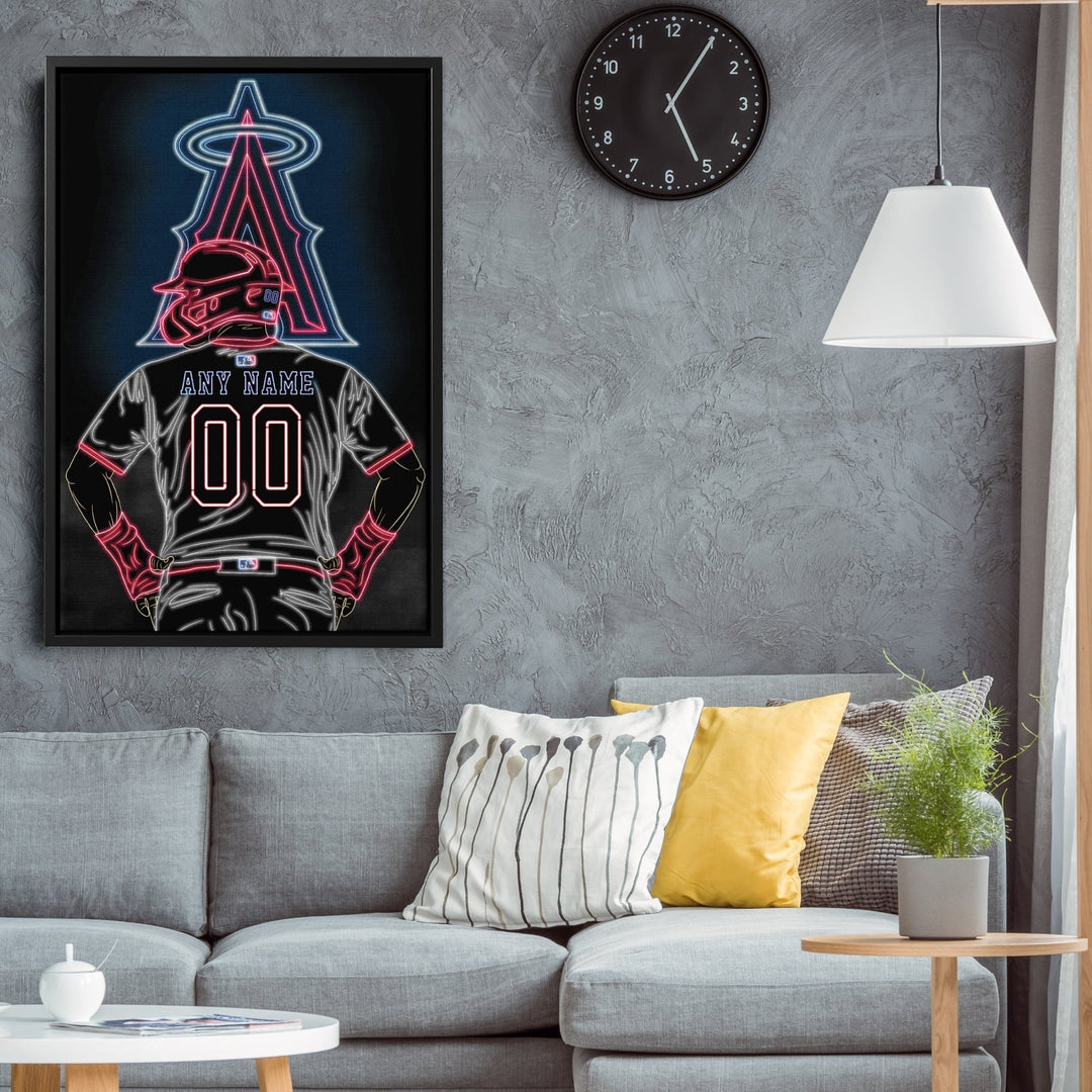 Los Angeles Angels Personalized Jersey Canvas | Neon Wall Art - CanvasNeon