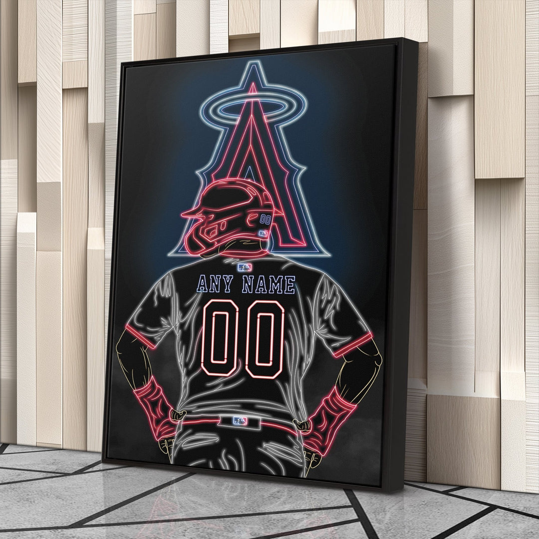 Los Angeles Angels Personalized Jersey Canvas | Neon Wall Art - CanvasNeon