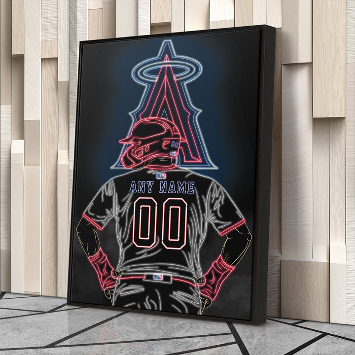 Los Angeles Angels Personalized Jersey Canvas | Neon Wall Art - CanvasNeon