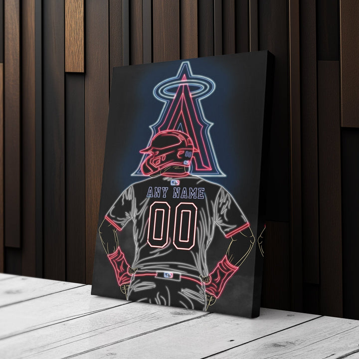 Los Angeles Angels Personalized Jersey Canvas | Neon Wall Art - CanvasNeon