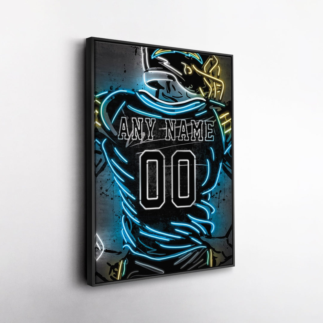 Los Angeles Chargers Custom Jersey Canvas | Neon Wall Art - CanvasNeon