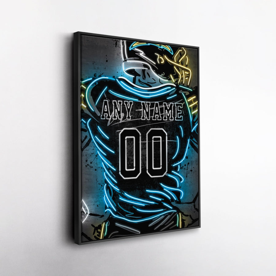 Los Angeles Chargers Custom Jersey Canvas | Neon Wall Art - CanvasNeon