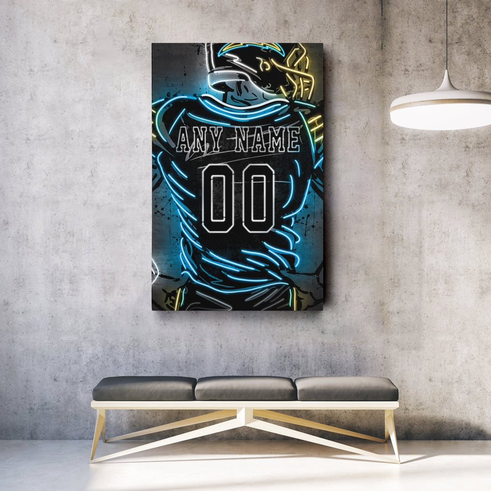 Los Angeles Chargers Custom Jersey Canvas | Neon Wall Art - CanvasNeon