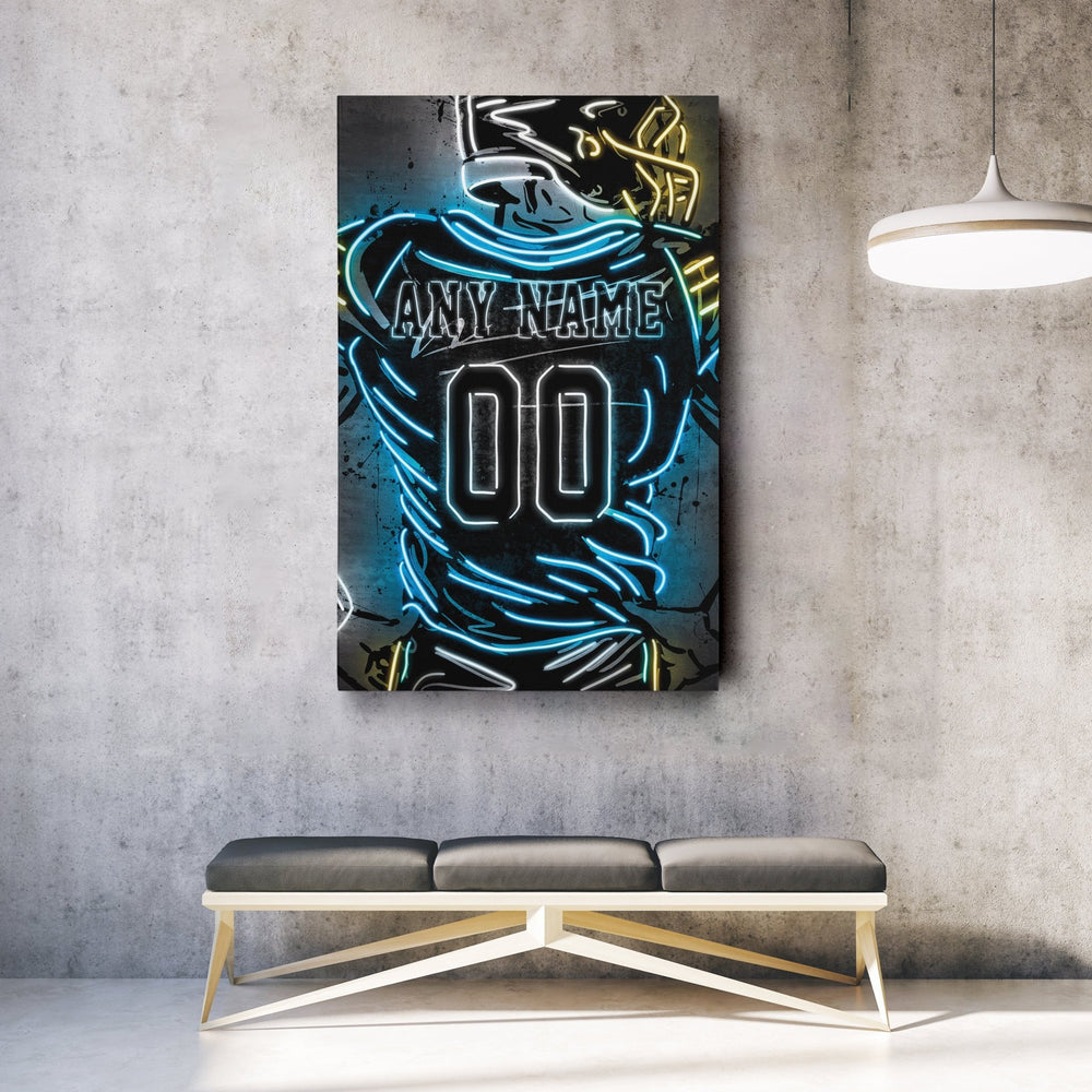 Los Angeles Chargers Custom Jersey Canvas | Neon Wall Art - CanvasNeon