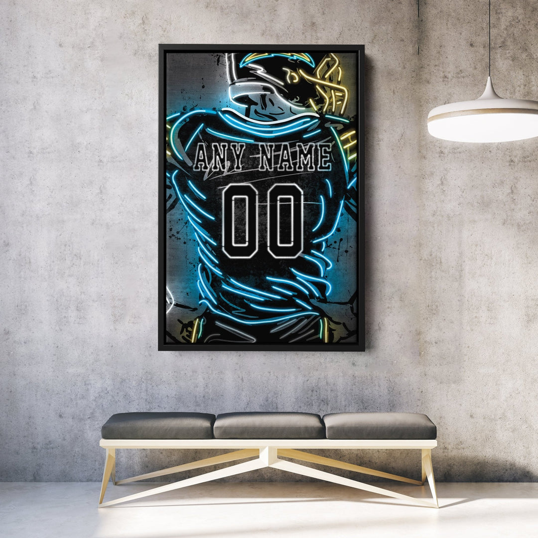 Los Angeles Chargers Custom Jersey Canvas | Neon Wall Art - CanvasNeon