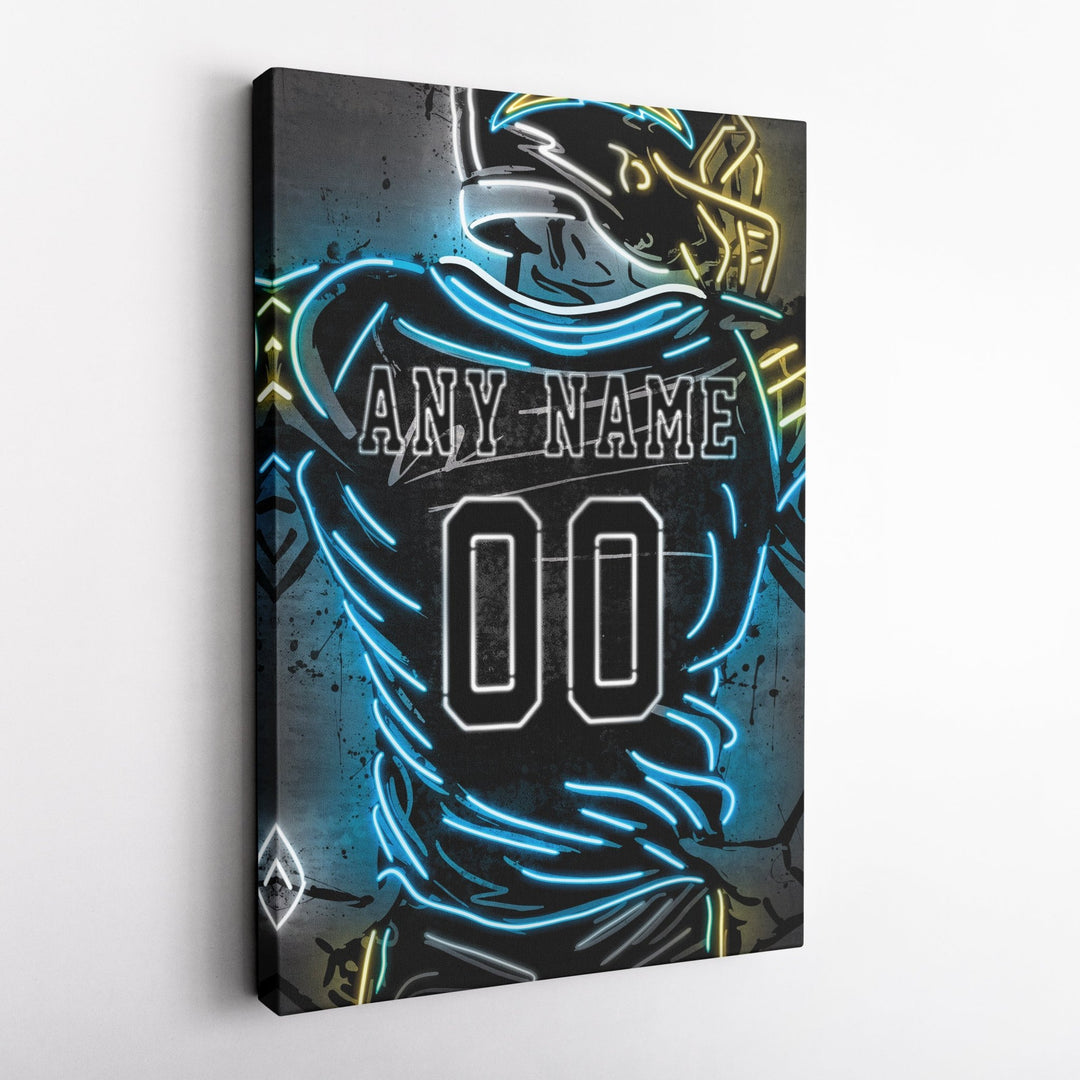 Los Angeles Chargers Custom Jersey Canvas | Neon Wall Art - CanvasNeon