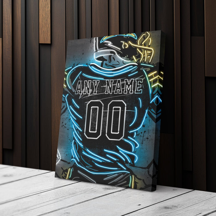 Los Angeles Chargers Custom Jersey Canvas | Neon Wall Art - CanvasNeon