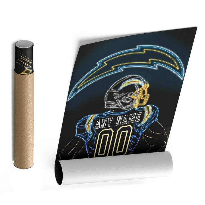 Los Angeles Chargers Personalized Jersey Canvas | Neon Wall Art - CanvasNeon