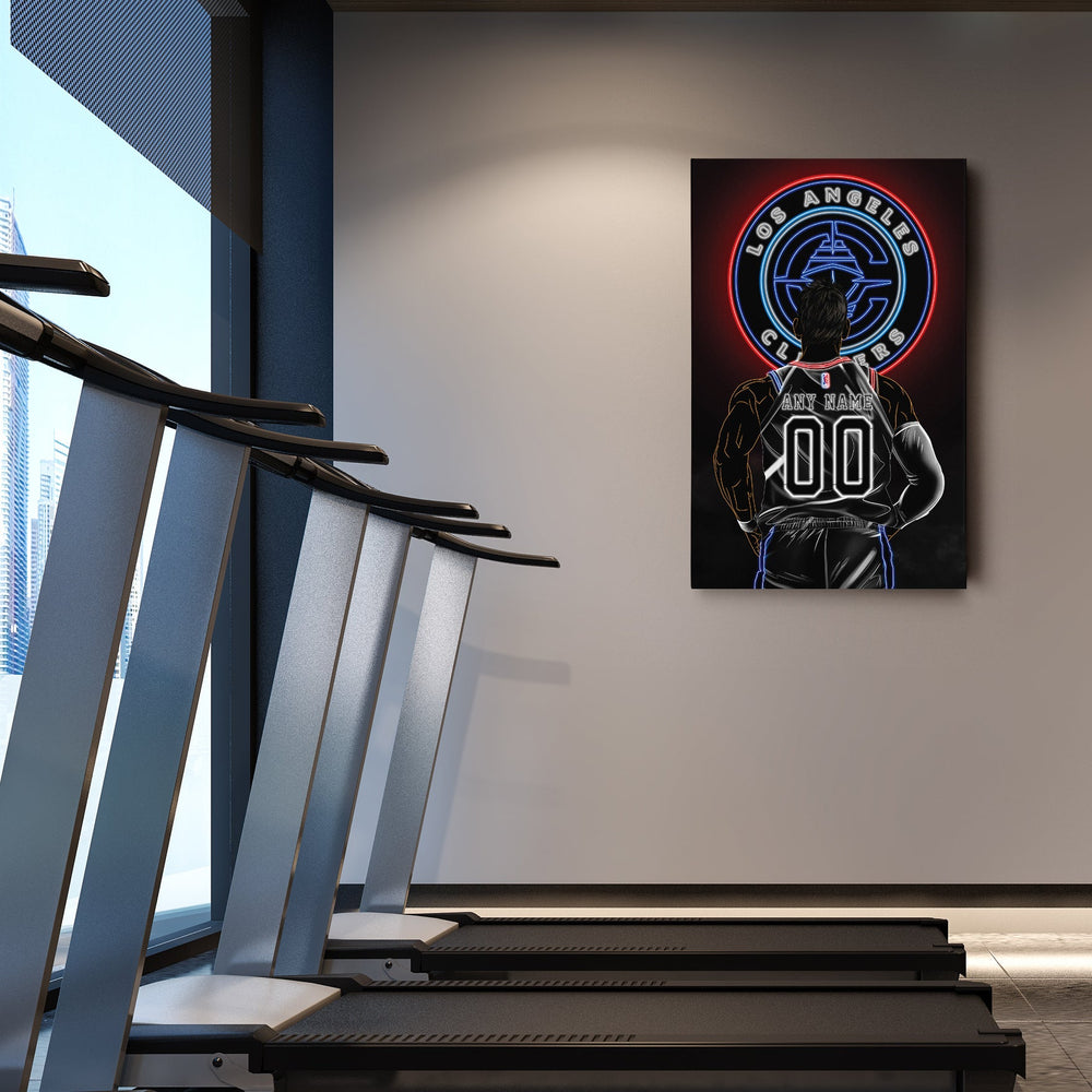 Los Angeles Clippers Personalized Jersey Canvas | Neon Wall Art - CanvasNeon