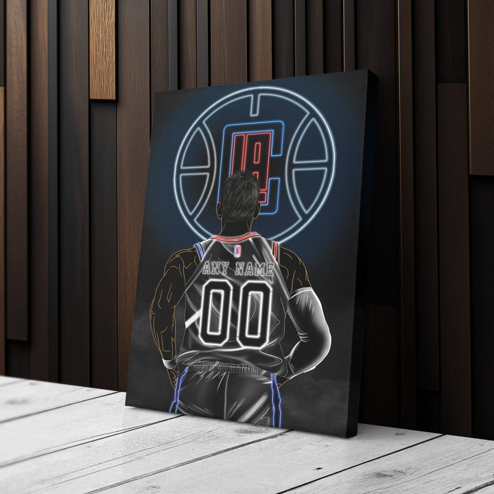 Los Angeles Clippers Personalized Jersey Canvas | Neon Wall Art - CanvasNeon