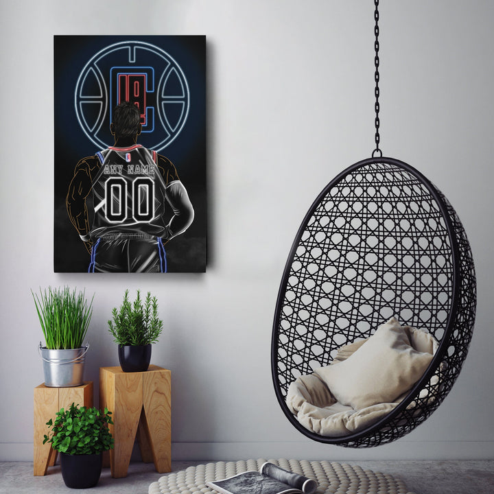 Los Angeles Clippers Personalized Jersey Canvas | Neon Wall Art - CanvasNeon