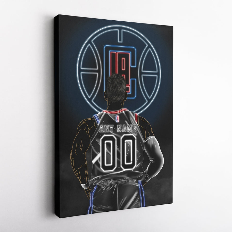 Los Angeles Clippers Personalized Jersey Canvas | Neon Wall Art - CanvasNeon