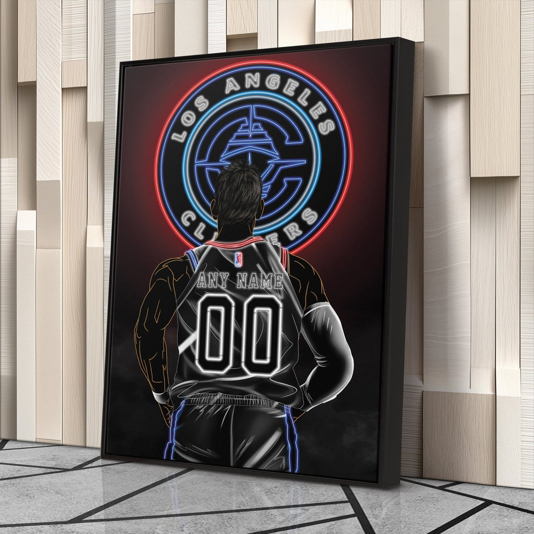 Los Angeles Clippers Personalized Jersey Canvas | Neon Wall Art - CanvasNeon