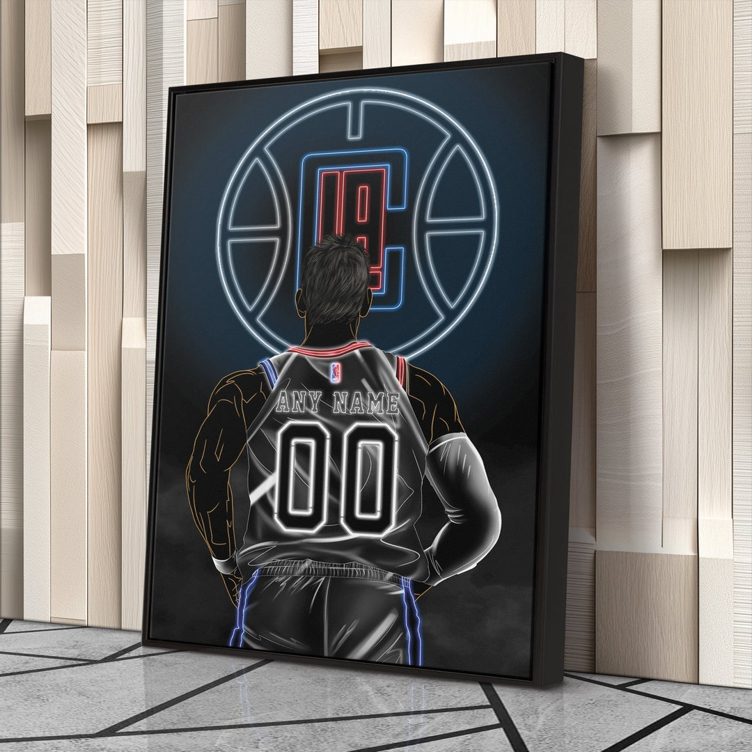 Los Angeles Clippers Personalized Jersey Canvas | Neon Wall Art - CanvasNeon