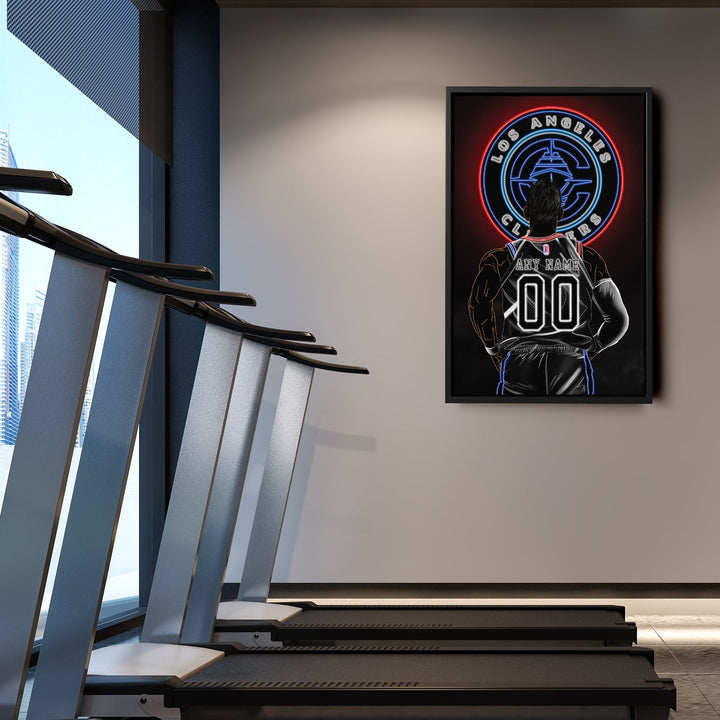Los Angeles Clippers Personalized Jersey Canvas | Neon Wall Art - CanvasNeon