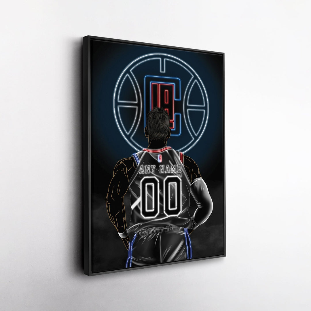 Los Angeles Clippers Personalized Jersey Canvas | Neon Wall Art - CanvasNeon