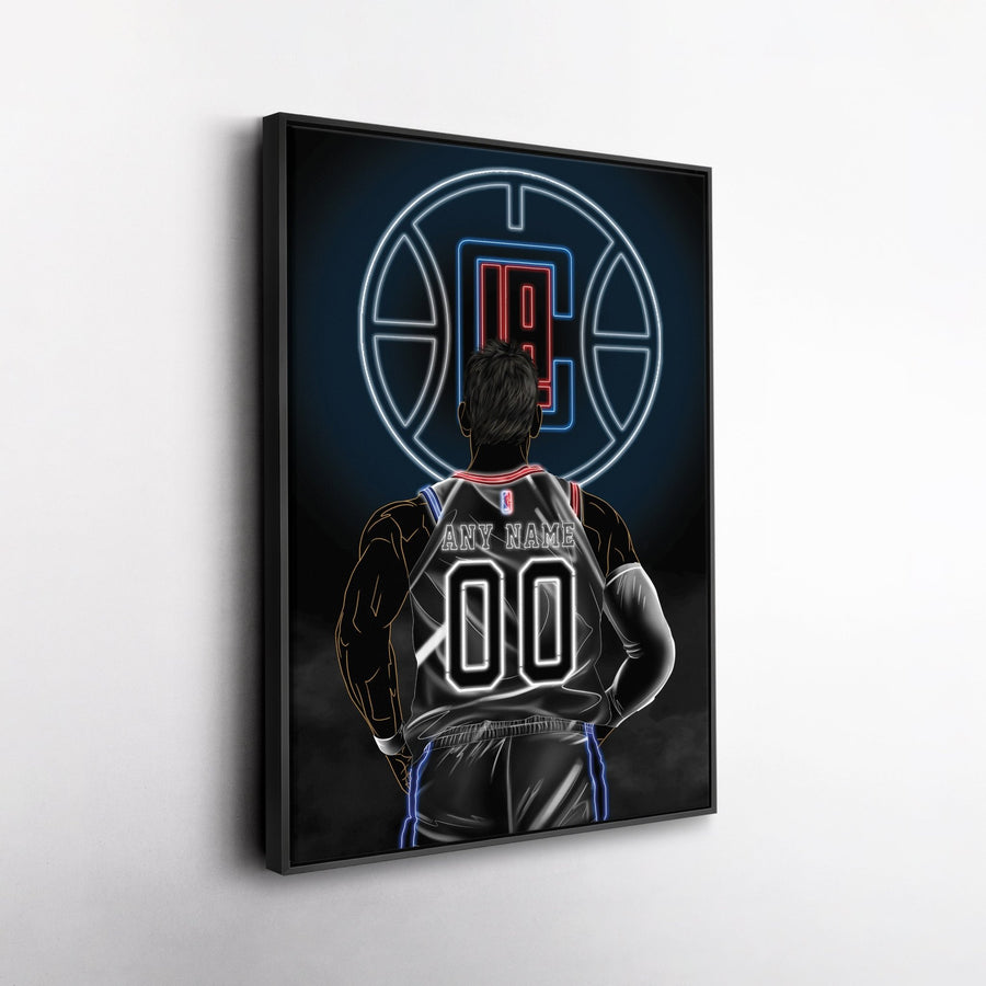Los Angeles Clippers Personalized Jersey Canvas | Neon Wall Art - CanvasNeon