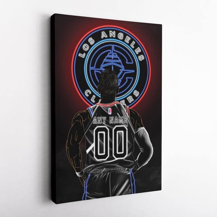 Los Angeles Clippers Personalized Jersey Canvas | Neon Wall Art - CanvasNeon