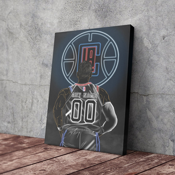 Los Angeles Clippers Personalized Jersey Canvas | Neon Wall Art - CanvasNeon