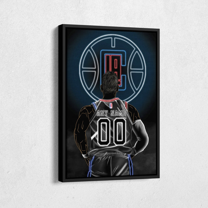 Los Angeles Clippers Personalized Jersey Canvas | Neon Wall Art - CanvasNeon