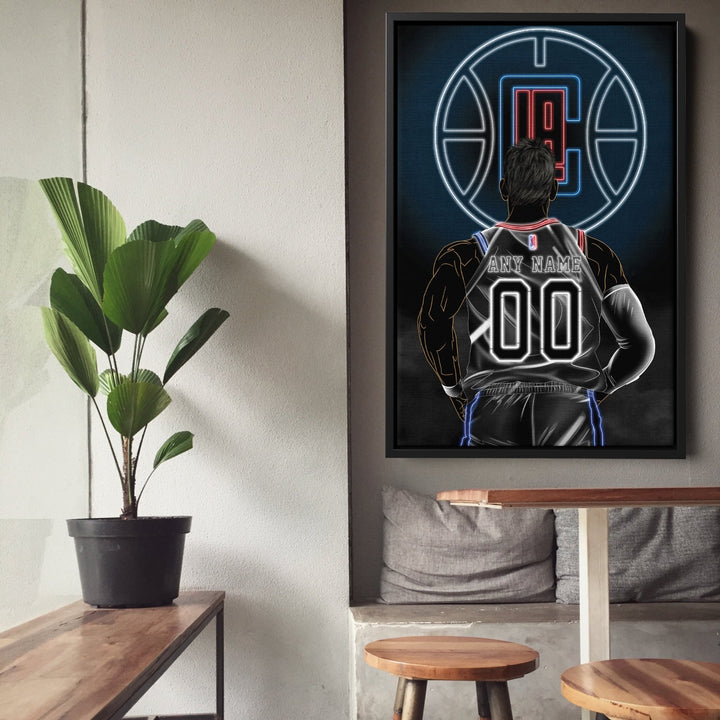 Los Angeles Clippers Personalized Jersey Canvas | Neon Wall Art - CanvasNeon