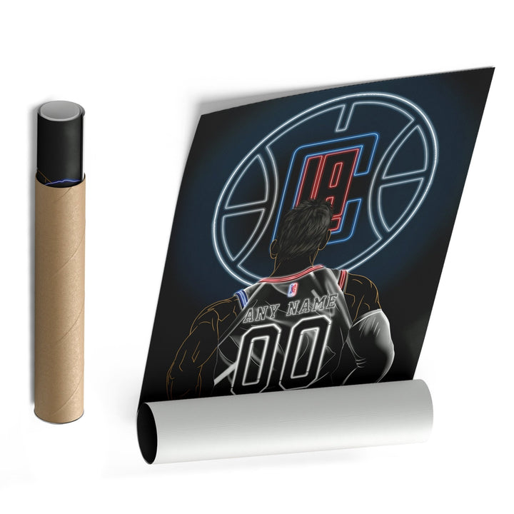 Los Angeles Clippers Personalized Jersey Canvas | Neon Wall Art - CanvasNeon