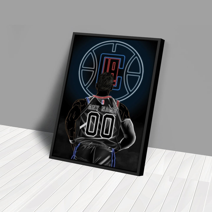 Los Angeles Clippers Personalized Jersey Canvas | Neon Wall Art - CanvasNeon