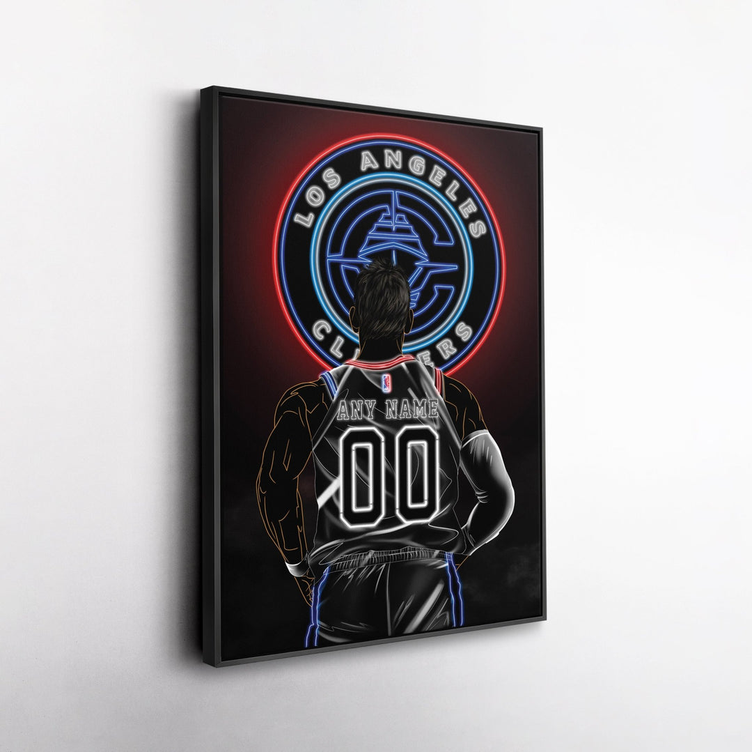 Los Angeles Clippers Personalized Jersey Canvas | Neon Wall Art - CanvasNeon