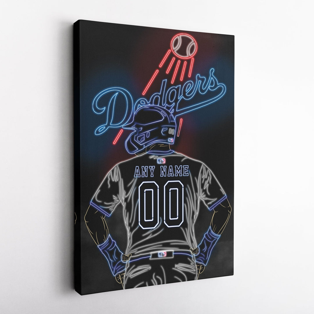 Los Angeles Dodgers Personalized Jersey Canvas | Neon Wall Art - CanvasNeon