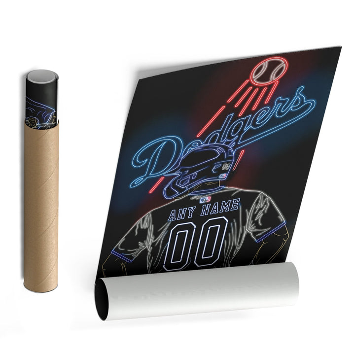 Los Angeles Dodgers Personalized Jersey Canvas | Neon Wall Art - CanvasNeon