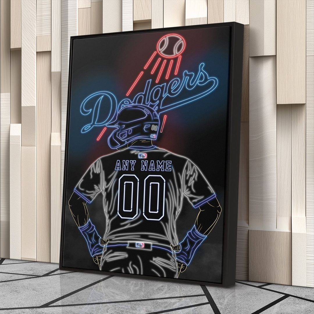 Los Angeles Dodgers Personalized Jersey Canvas | Neon Wall Art - CanvasNeon