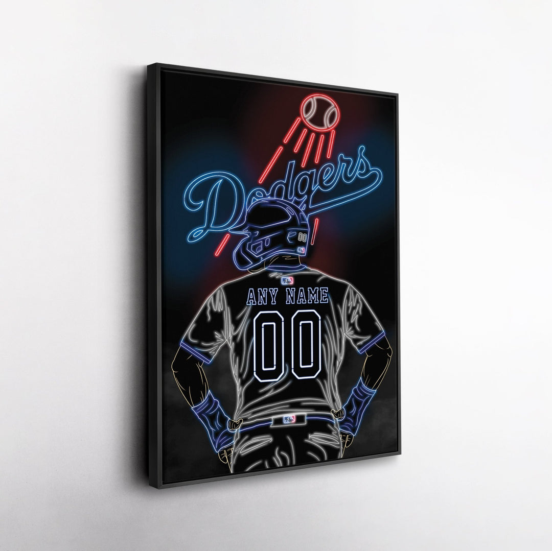 Los Angeles Dodgers Personalized Jersey Canvas | Neon Wall Art - CanvasNeon