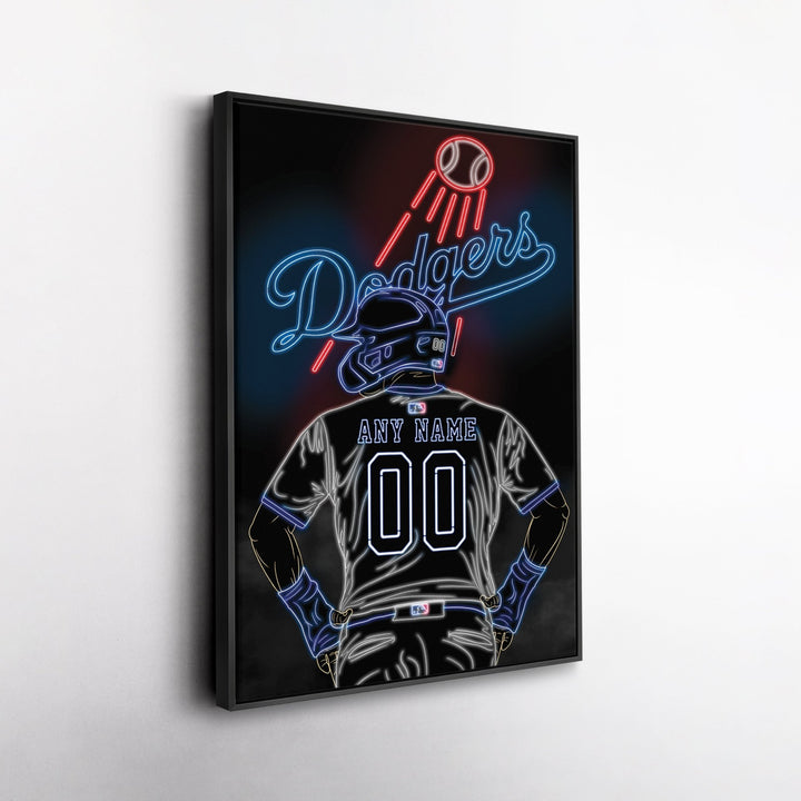 Los Angeles Dodgers Personalized Jersey Canvas | Neon Wall Art - CanvasNeon