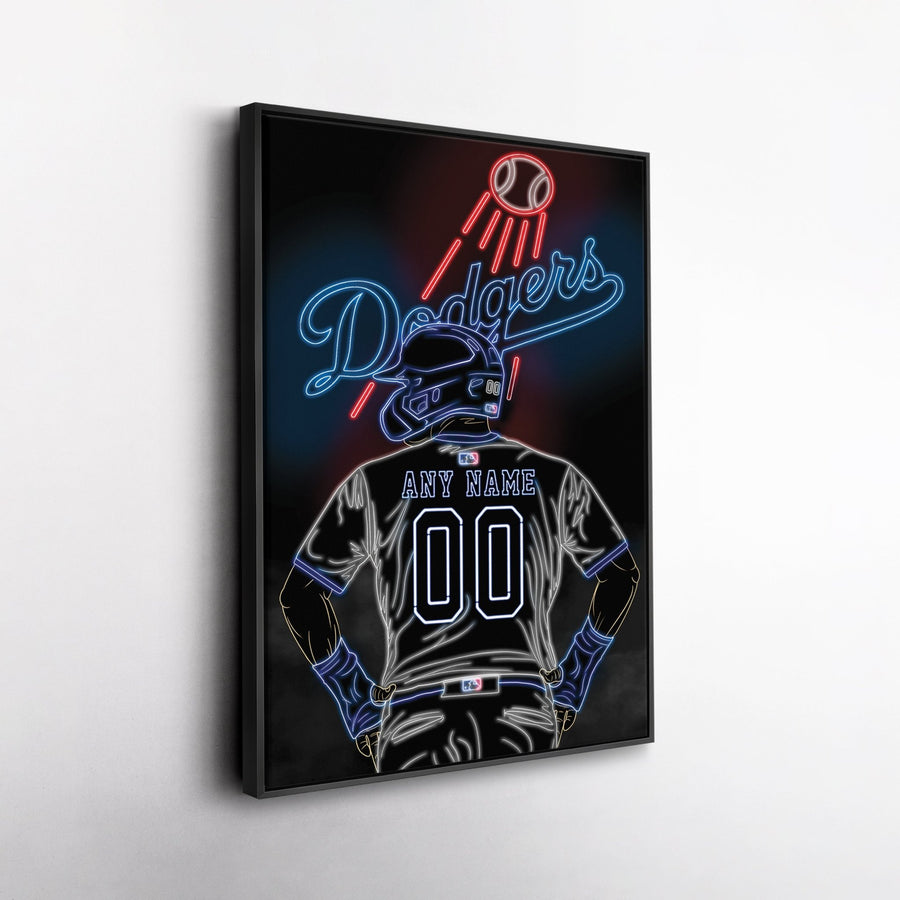 Los Angeles Dodgers Personalized Jersey Canvas | Neon Wall Art - CanvasNeon