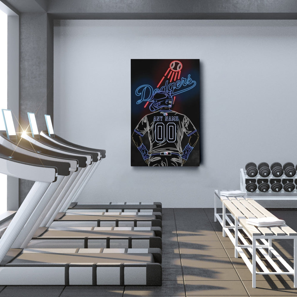 Los Angeles Dodgers Personalized Jersey Canvas | Neon Wall Art - CanvasNeon